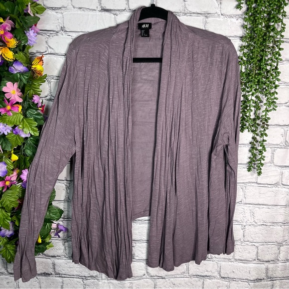₽🌼3/$30🌼H&M Beige Open Front Lightweight Long Sleeve Cardigan Size Large - Picture 2 of 14